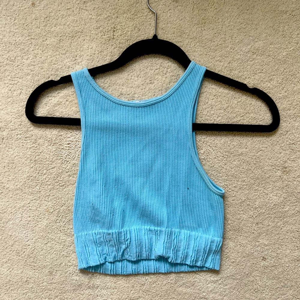 blue zara cropped tank top